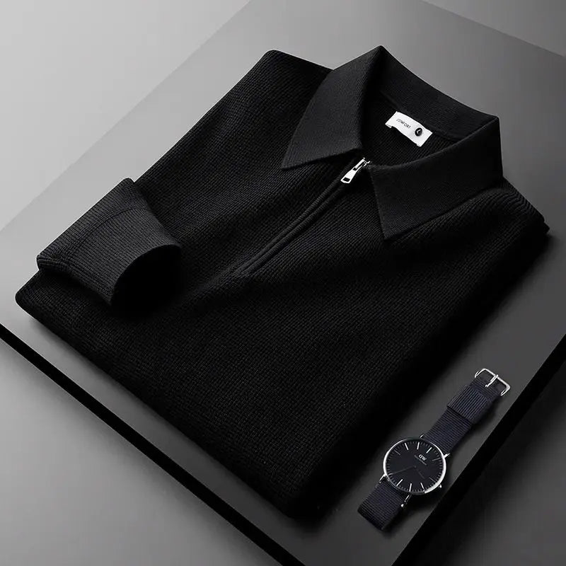 Clifford - Collared Quarter Zip Knit Sweater