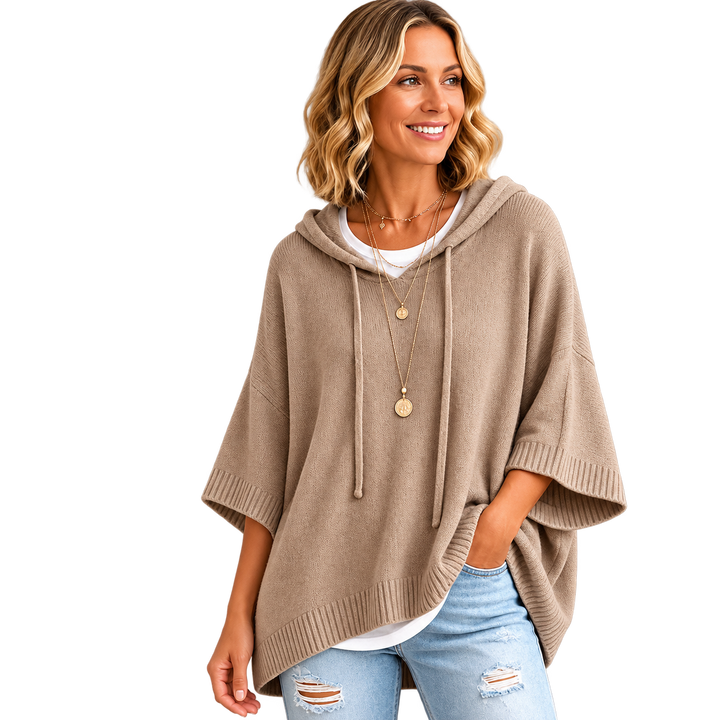 Kinala - Oversized Knit Hoodie With Drawstring