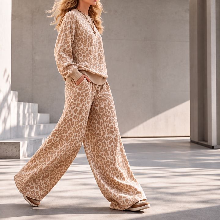 Hiniza - Leopard Print Two-Piece Set