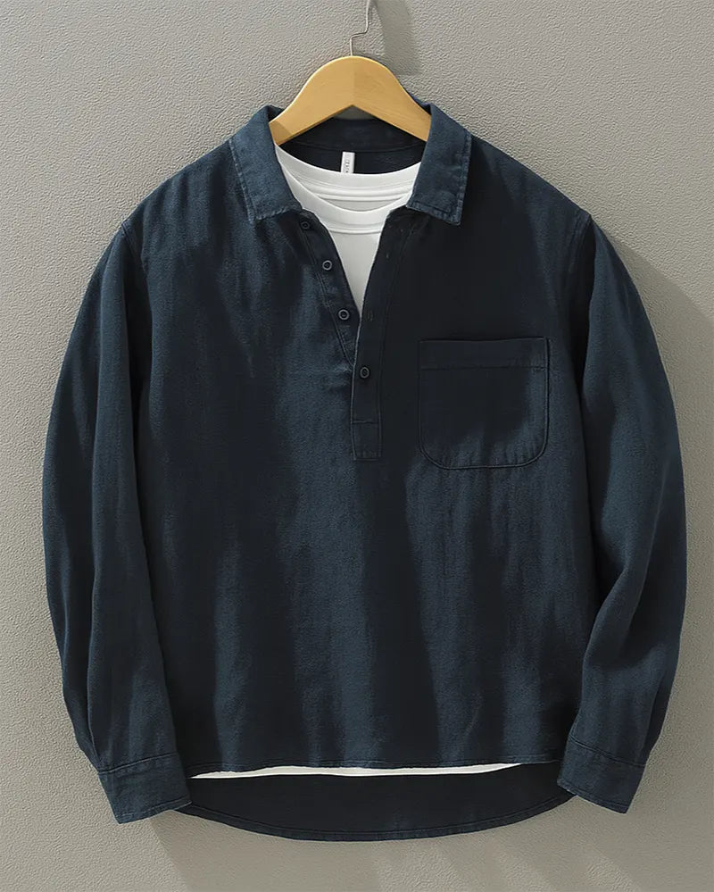 Rustam - Long Sleeve Collar Shirt With Pocket