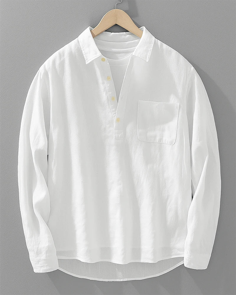 Rustam - Long Sleeve Collar Shirt With Pocket