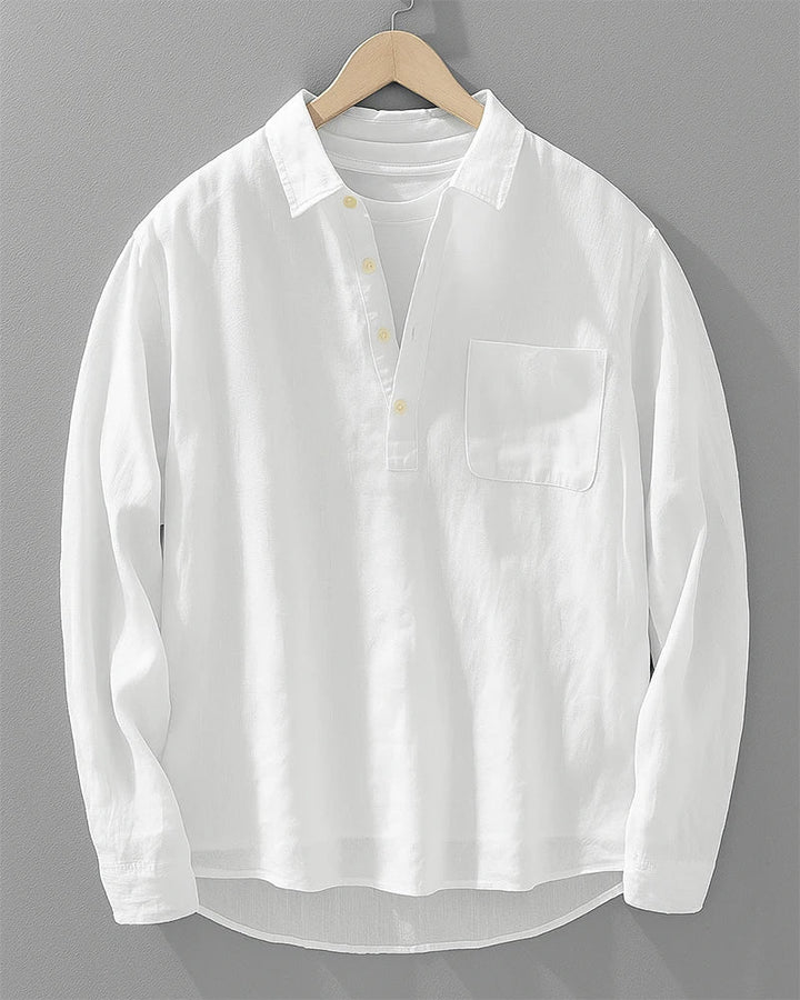 Rustam - Long Sleeve Collar Shirt With Pocket