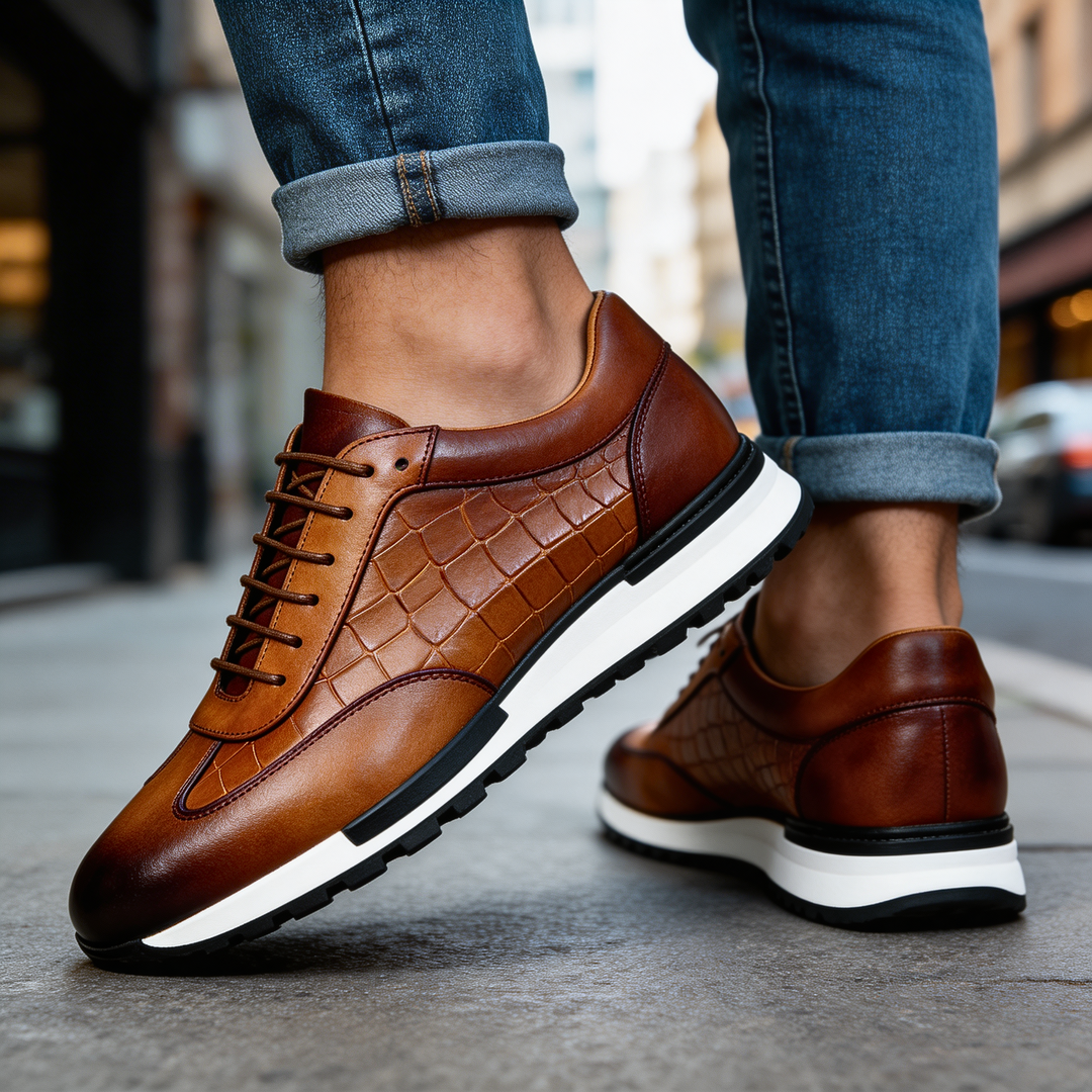 Hubert - Lace Up Leather Sneakers