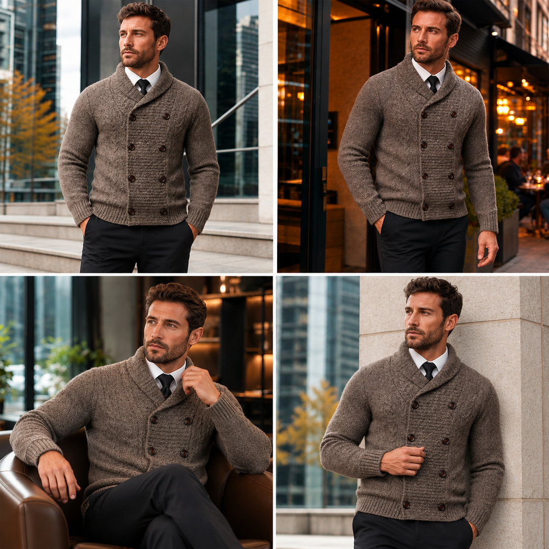Jibran - Double Breasted Knit Cardigan