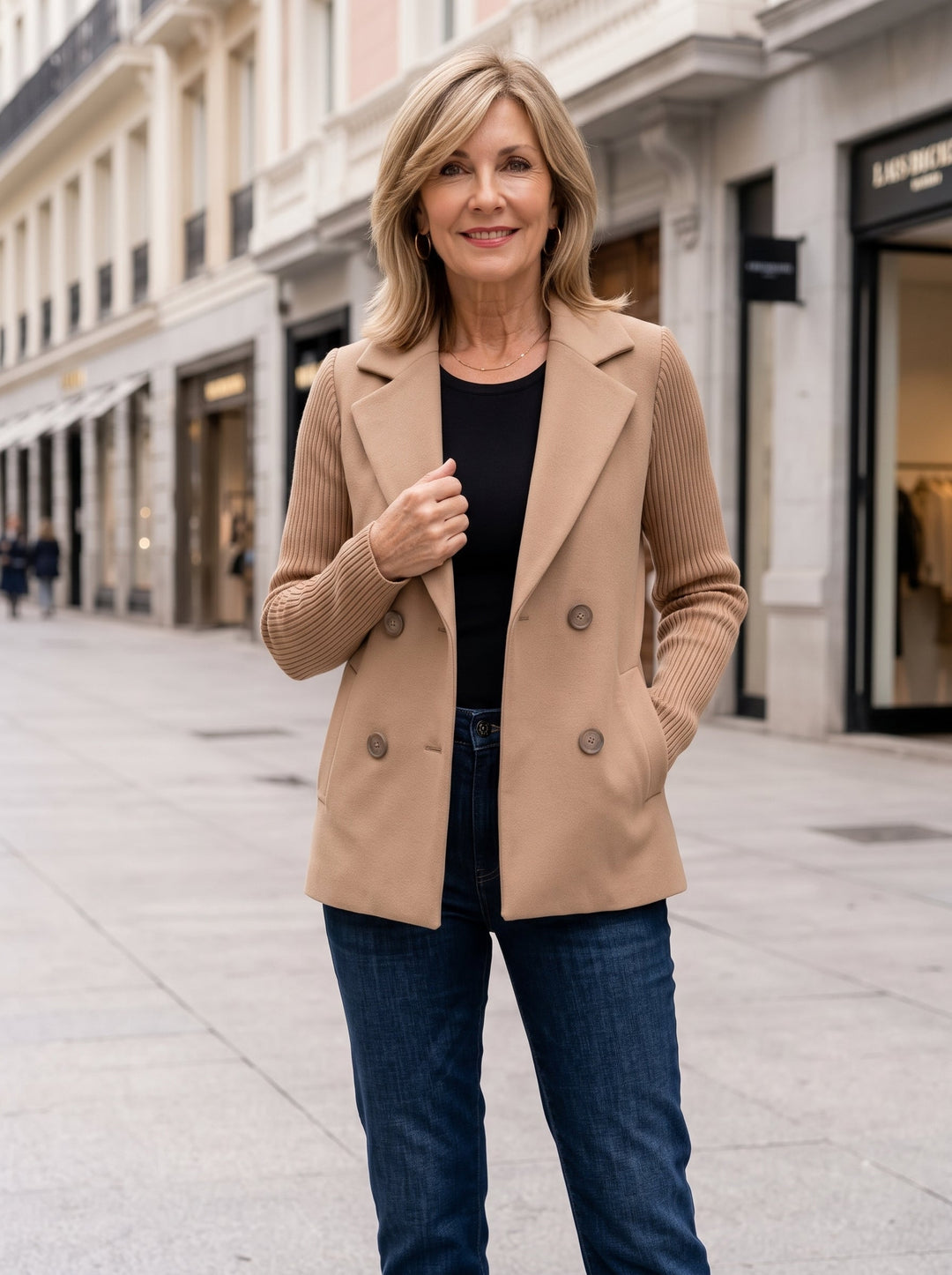 Nahide - Blazer With Ribbed Sleeves and Lapel Collar