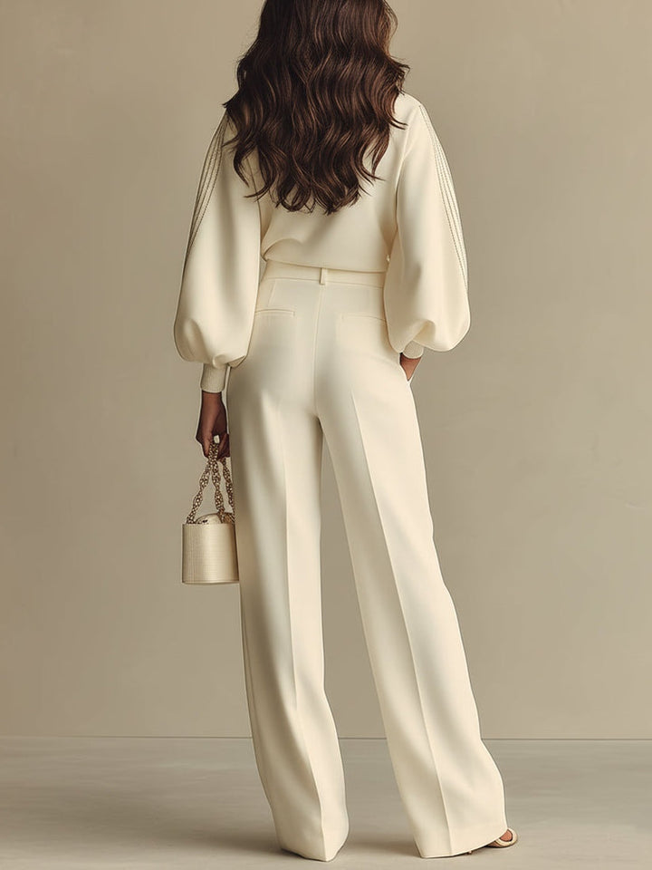Leticya - Knit Set with Wide Leg Trousers