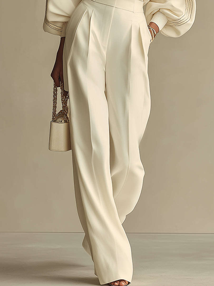 Leticya - Knit Set with Wide Leg Trousers