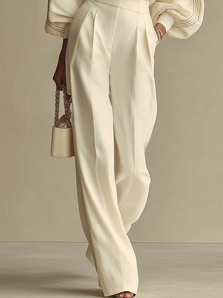 Leticya - Knit Set with Wide Leg Trousers