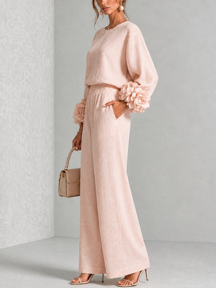 Ayser - Top and Pants Set With Floral Cuffs