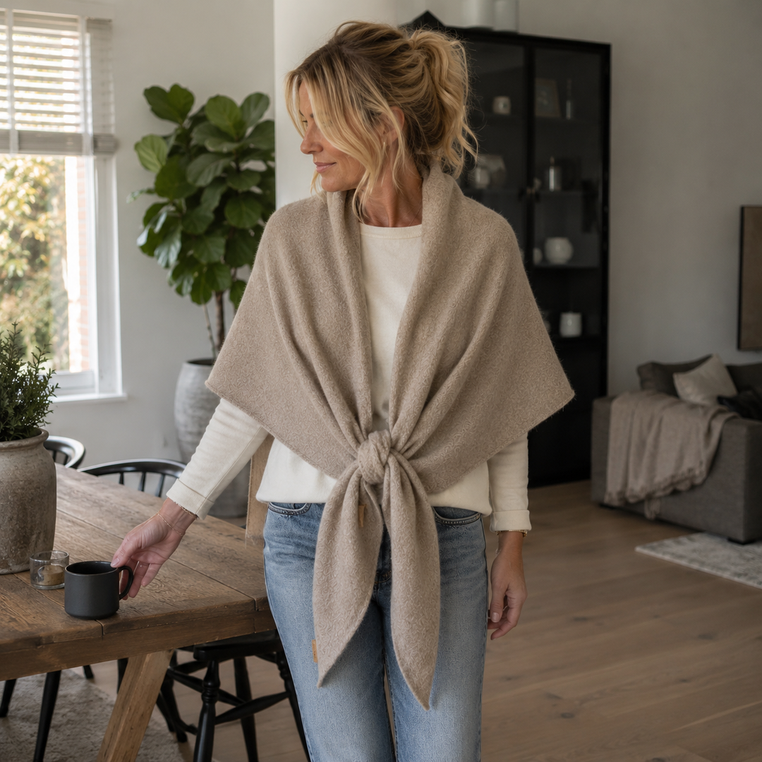 Isabel - Fleece Shawl with Front Tie Closure