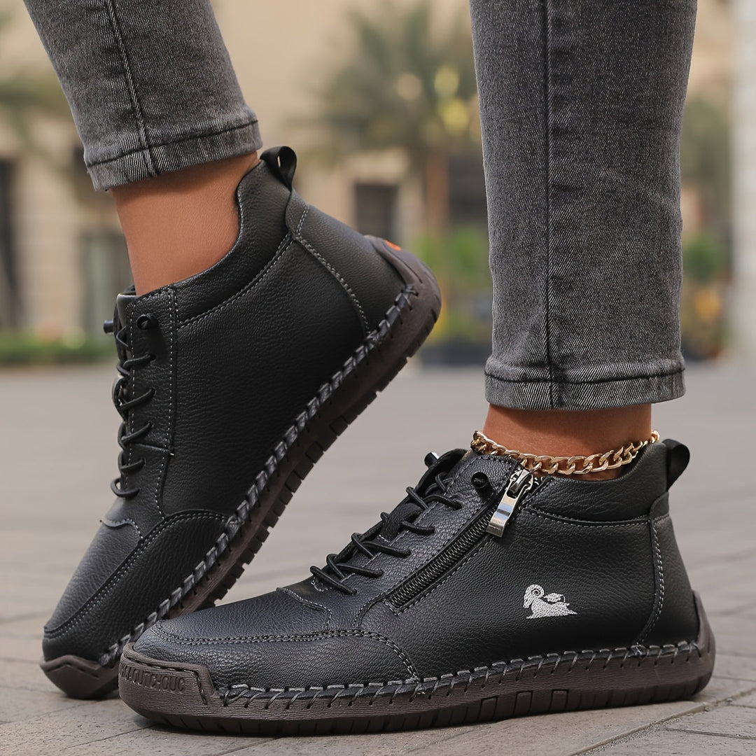 Schreiner - Lace-Up Zip Sneakers with Contrast Stitching