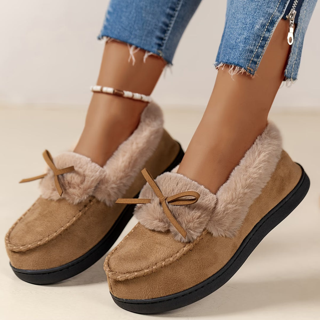 Suzia - Cozy Plush Slipper With Bow