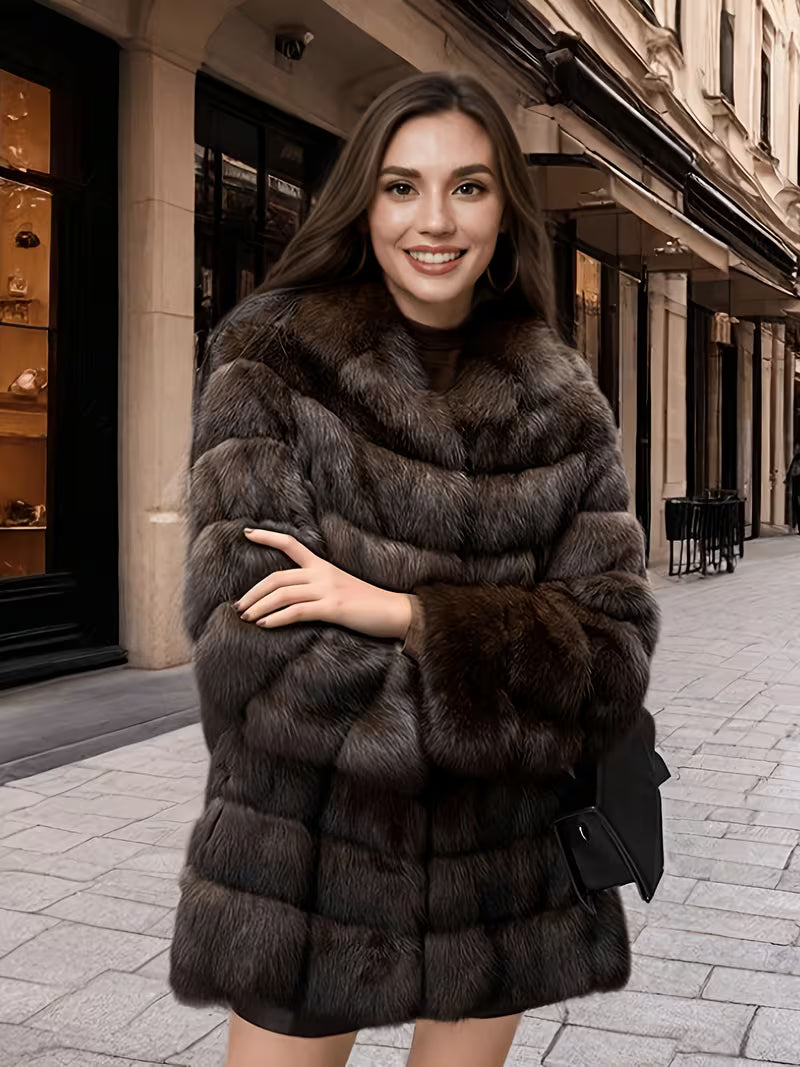 Bartola - Coat With Hood and Fur Texture