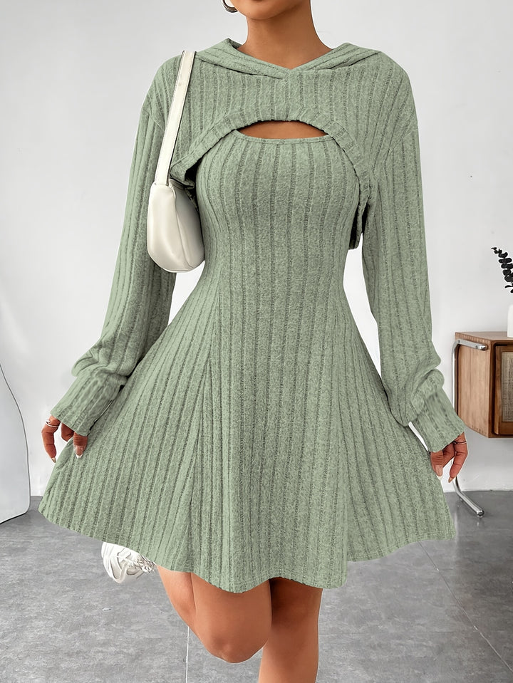 Joaquina - Ribbed Mini Dress With Cropped Hooded Top