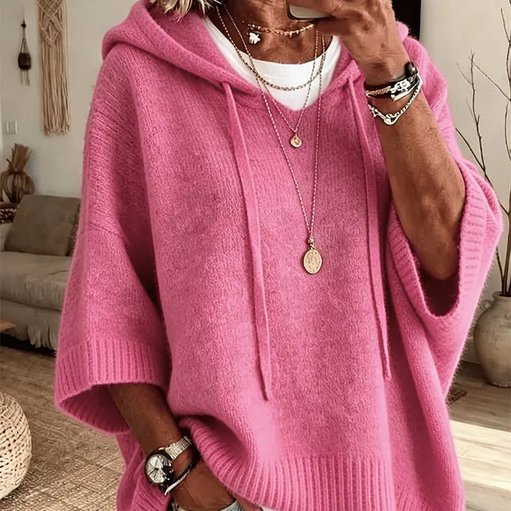 Kinala - Oversized Knit Hoodie With Drawstring