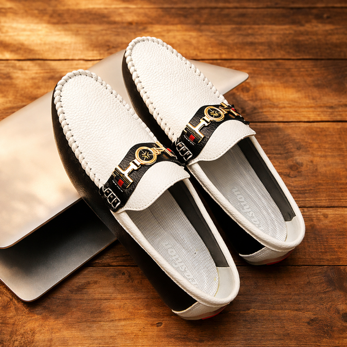 Stewart - Modern Two-Tone Leather Loafers