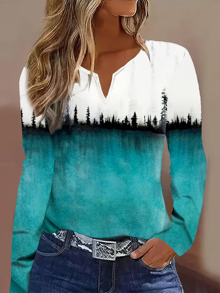 Prajina - Forest Print Long Sleeve Top