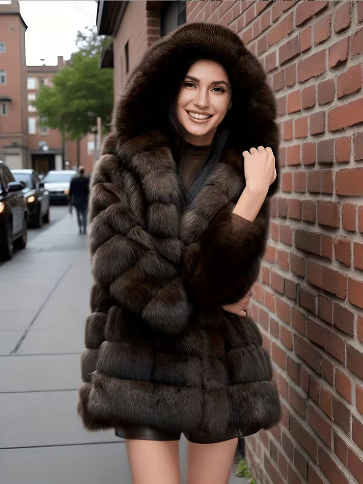 Bartola - Coat With Hood and Fur Texture