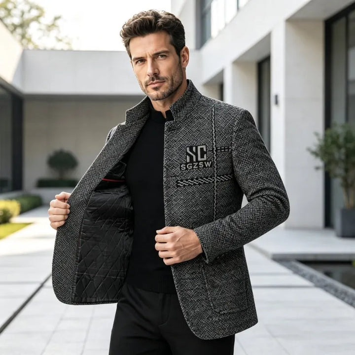 Samsam - Slim Fit Mandarin Collar Blazer