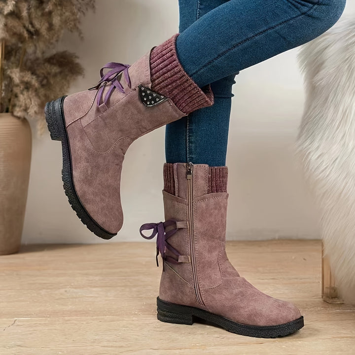Willemjn - Lace-Up Ankle Boots With Knitted Cuffs