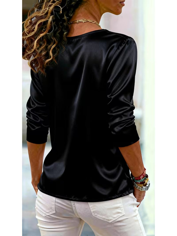 Belina - Satin Square Neck Button Top