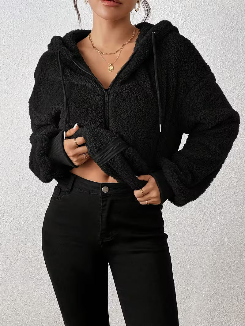 Keriana - Casual Hooded Warm Furry Jacket