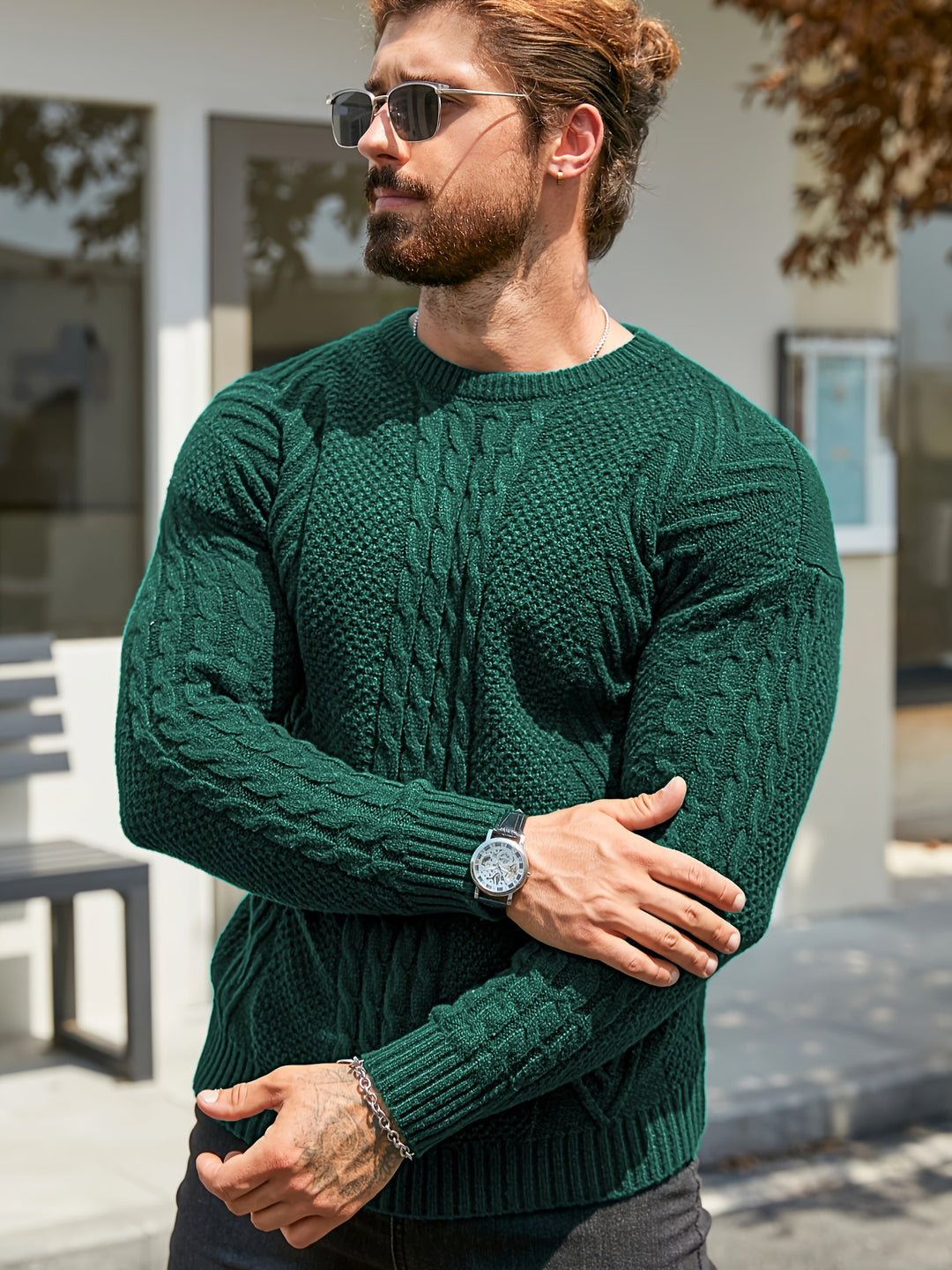 Eiduks - Classic Cable Knit Crew Neck Sweater