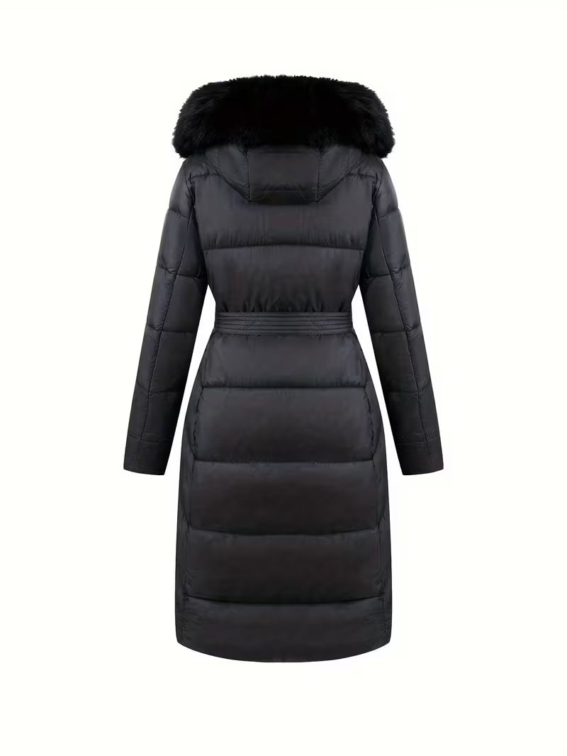 Inza - Hooded Puffer Jacket With Belt