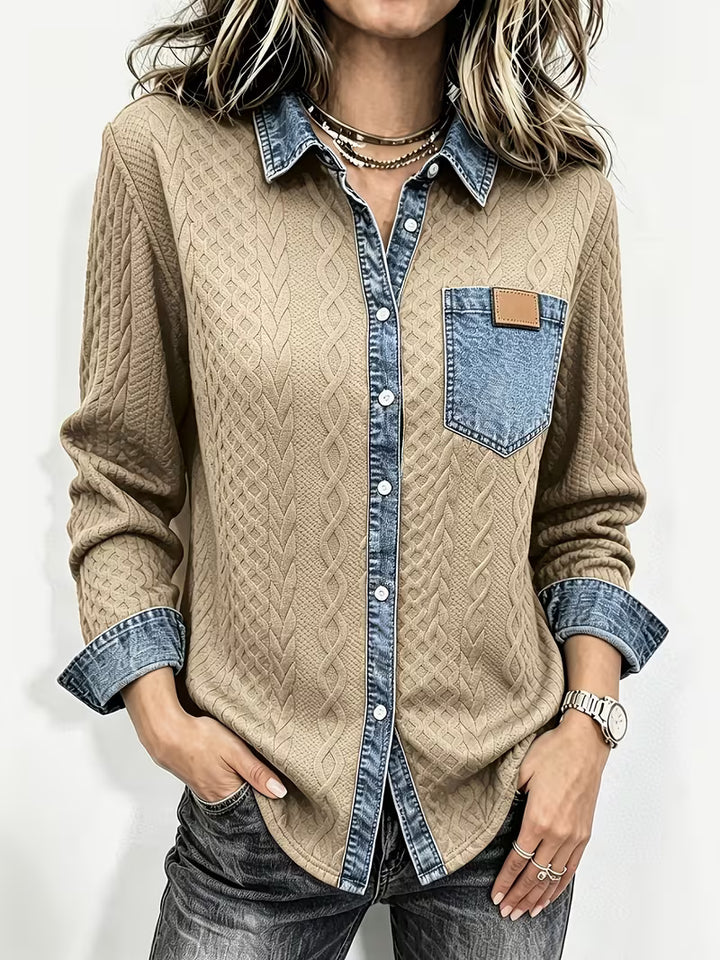 Leoora - Long-Sleeve Patch Pocket Shirt