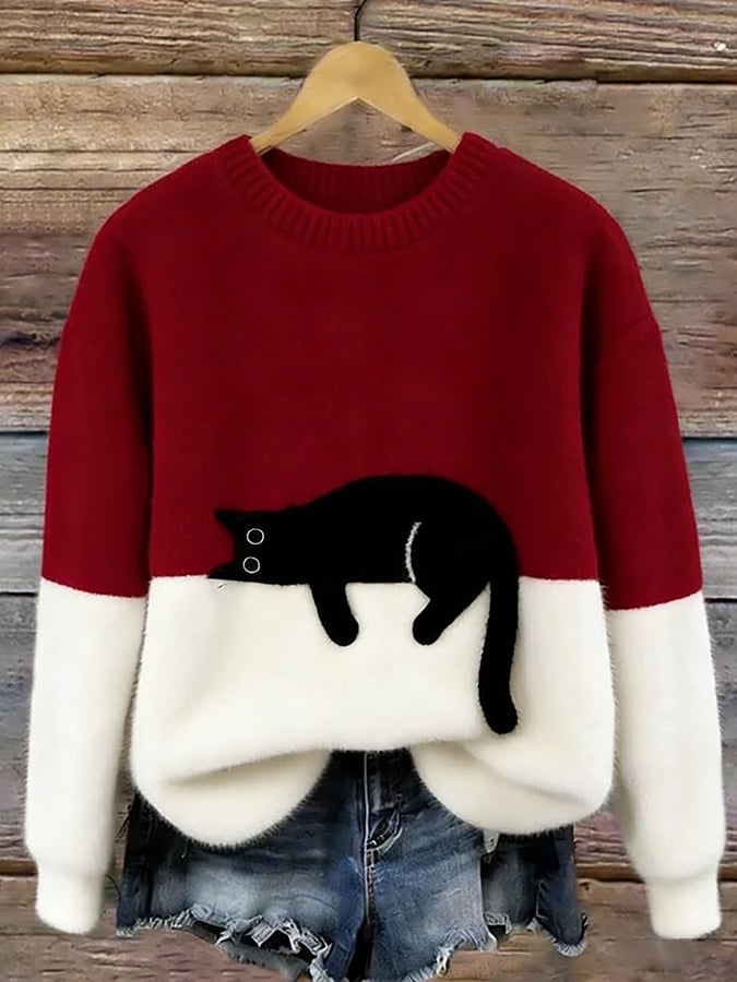Aiste - Casual Cat Graphic Sweater
