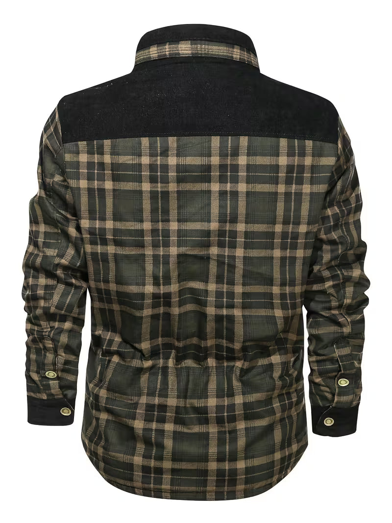 Kerrik - Plush Lined Lapel Plaid Jacket