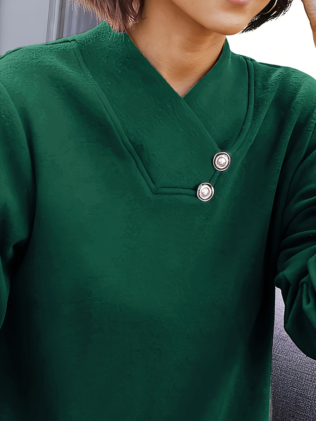 Bonya - Casual Long Sleeve V-Neck Collar Top