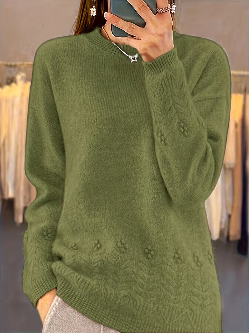 Ghizala - Floral Knit Crewneck Sweater