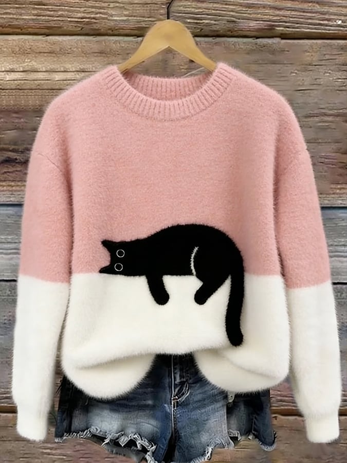 Aiste - Casual Cat Graphic Sweater