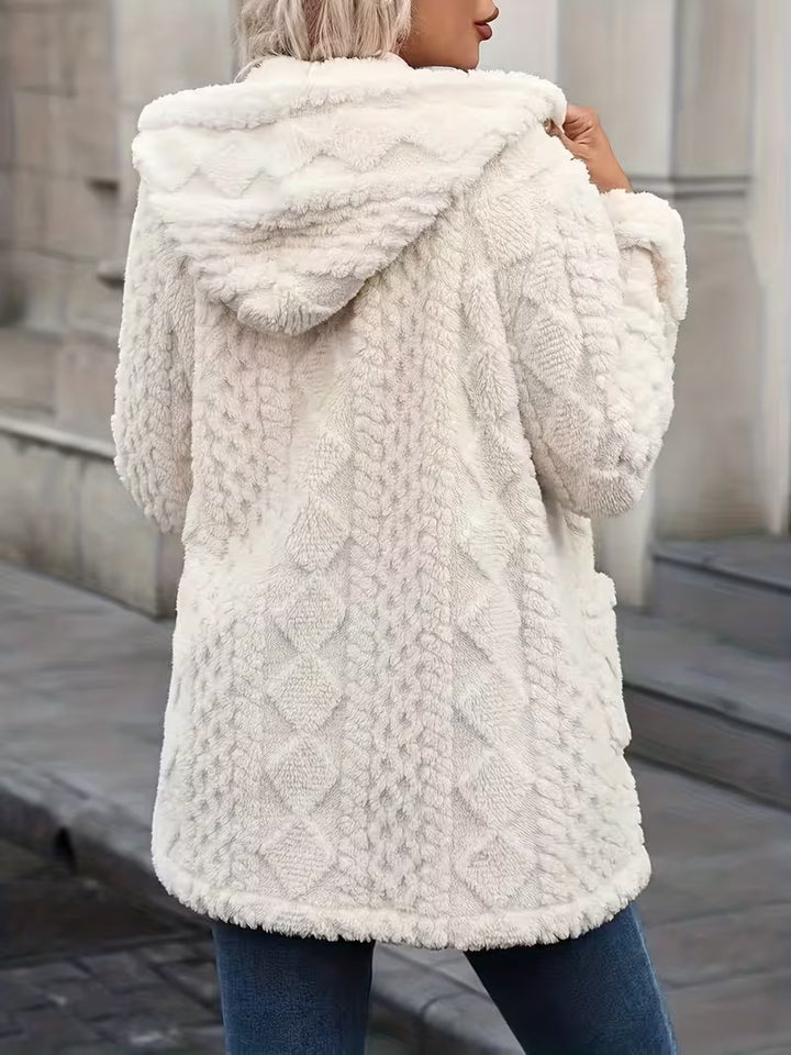 Elima - Double Sided Plush Zip-Up Hooded Cardigan