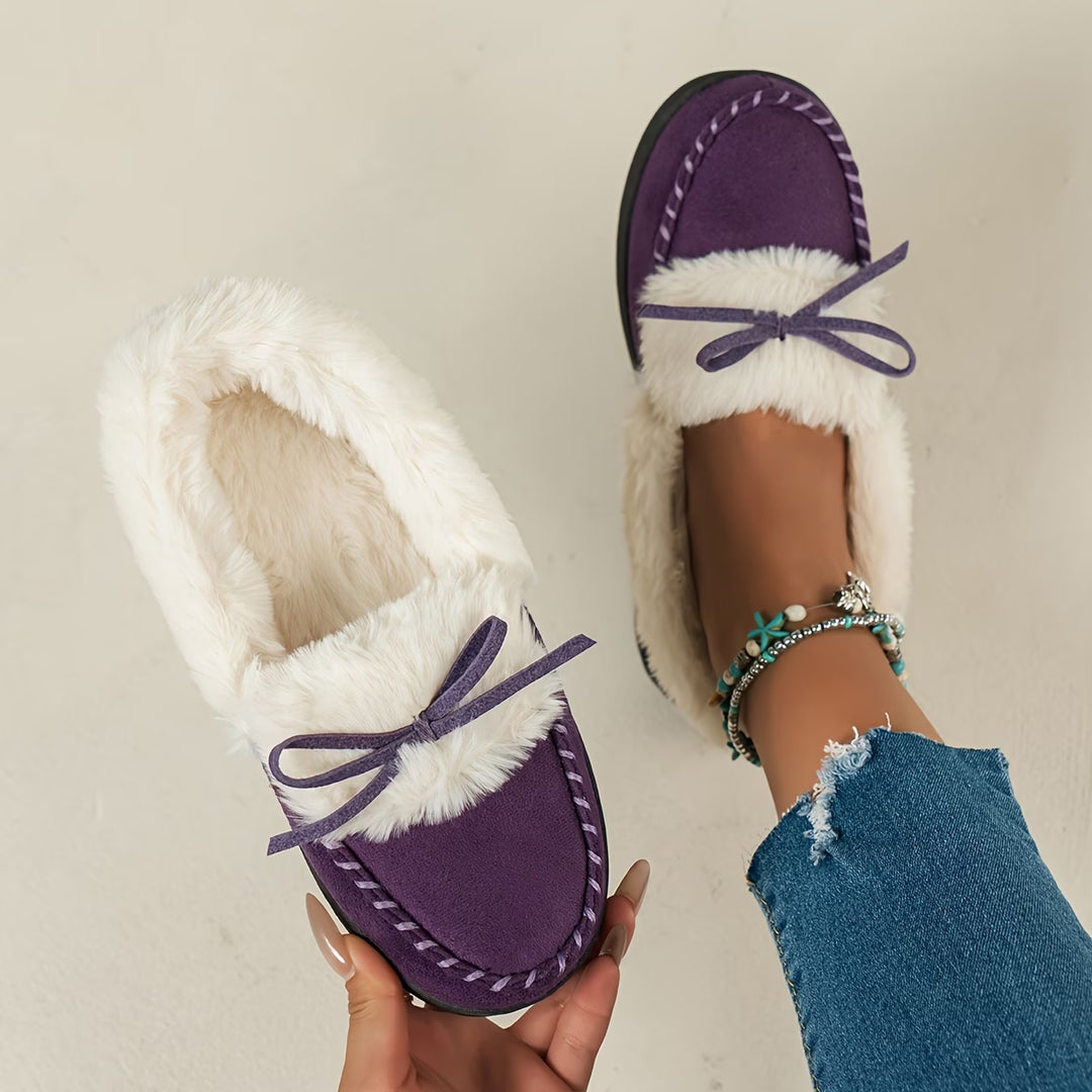 Suzia - Cozy Plush Slipper With Bow