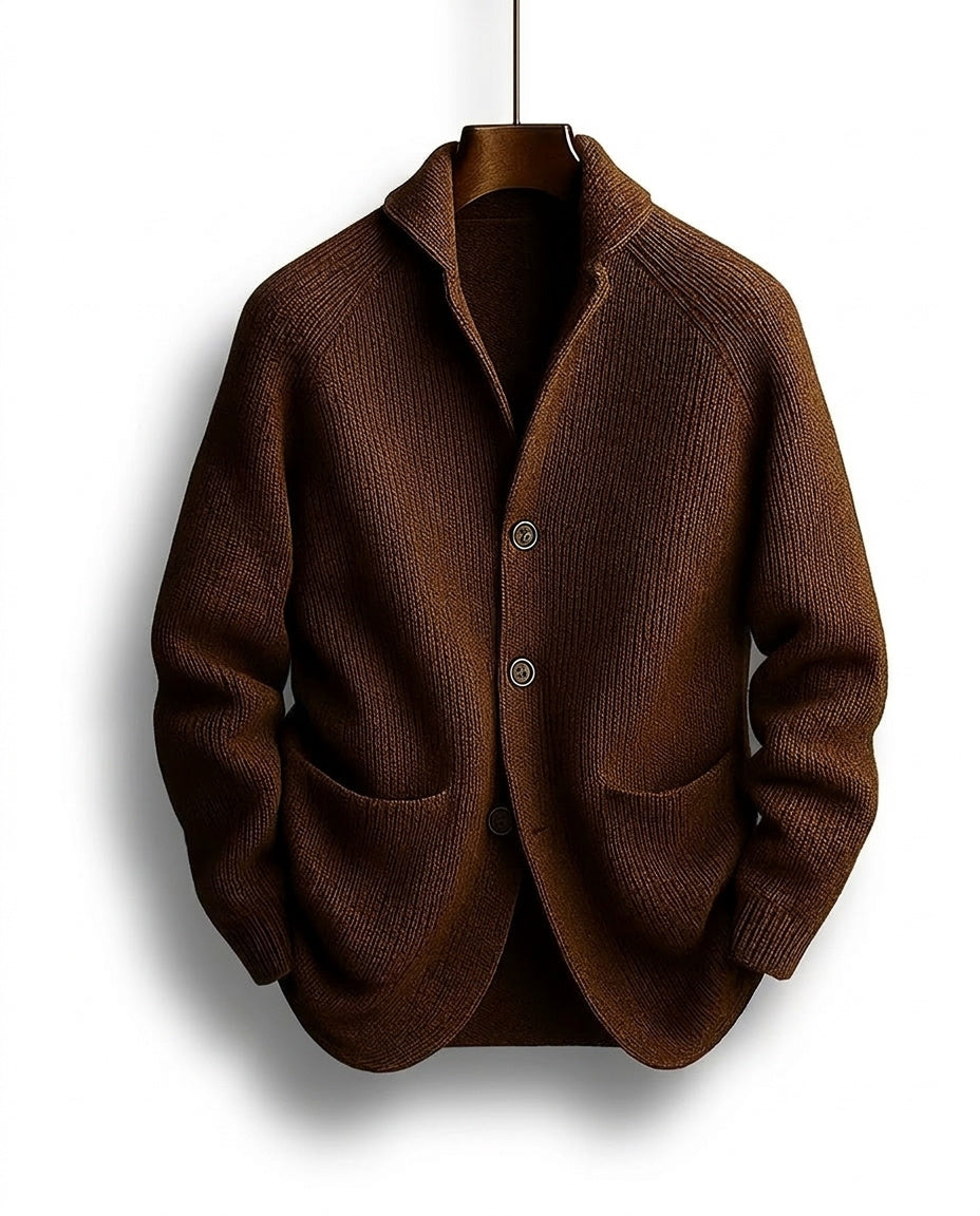 Jirri - Shawl Collar Button-Up Knit Cardigan