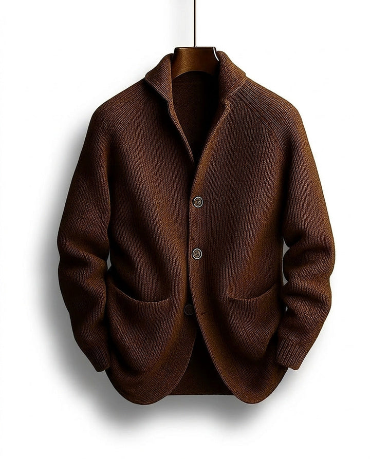 Jirri - Shawl Collar Button-Up Knit Cardigan