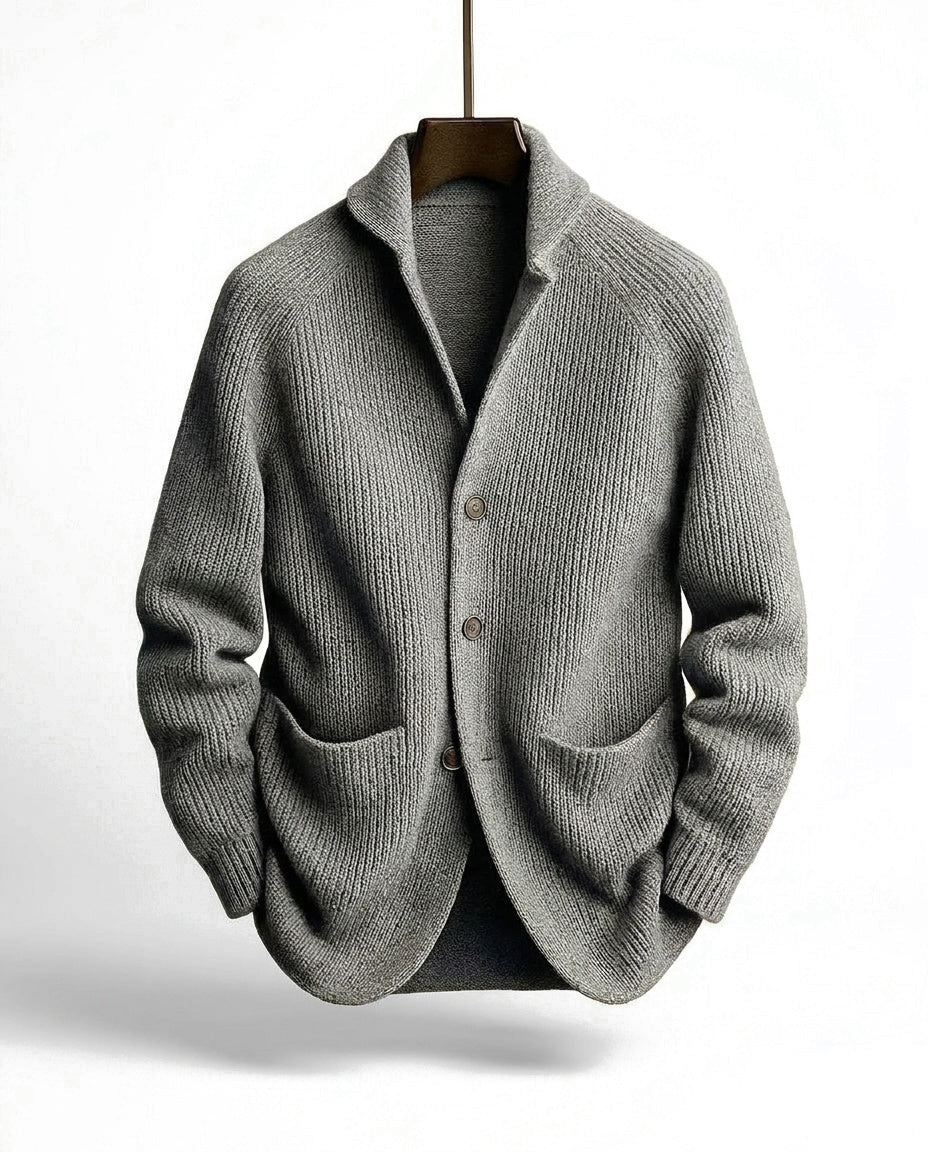 Jirri - Shawl Collar Button-Up Knit Cardigan