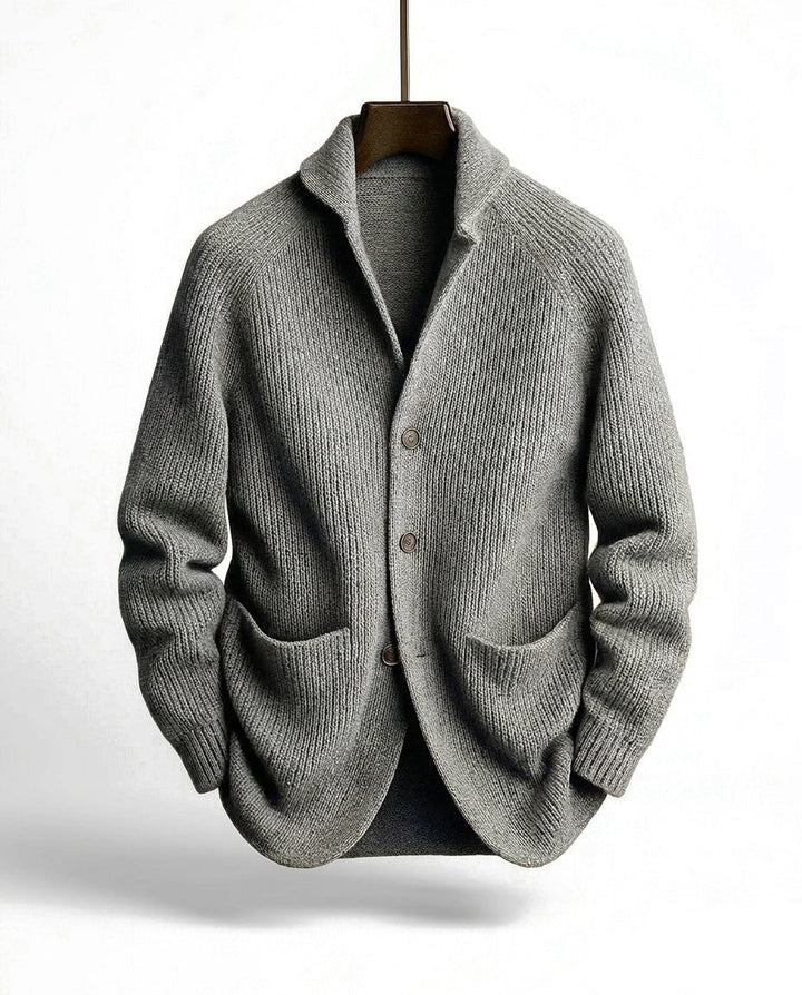 Jirri - Shawl Collar Button-Up Knit Cardigan