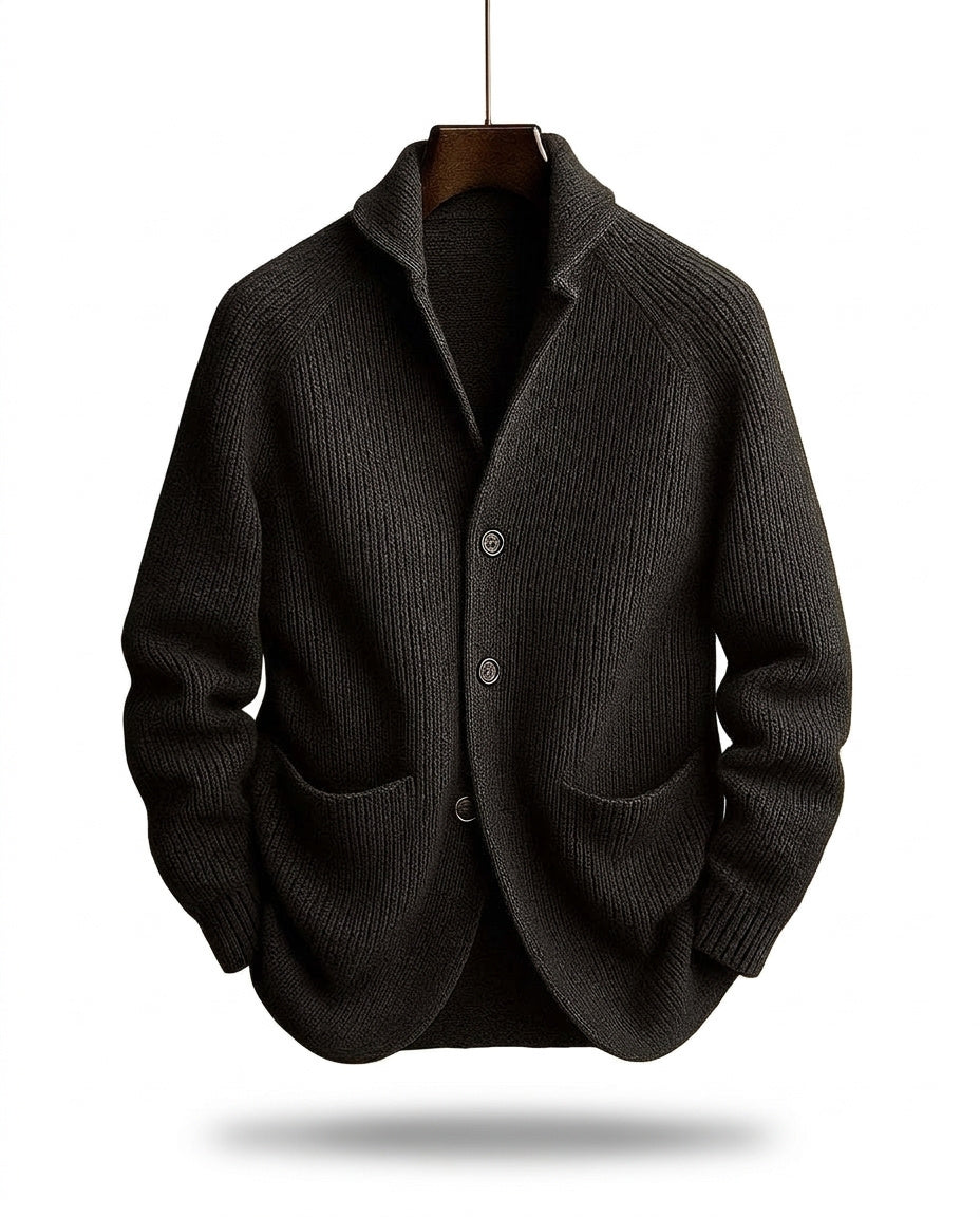 Jirri - Shawl Collar Button-Up Knit Cardigan