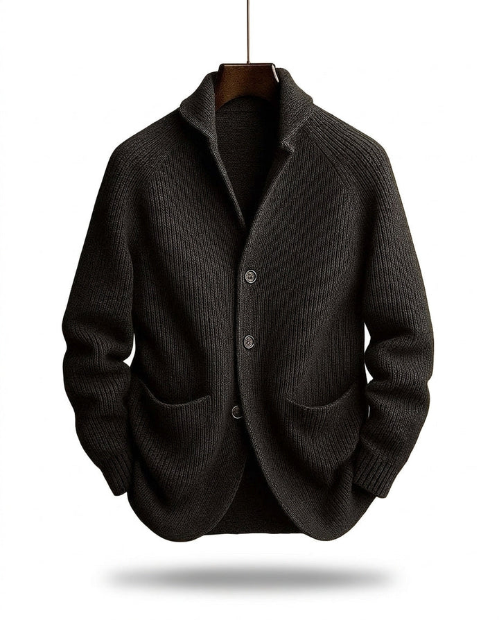 Jirri - Shawl Collar Button-Up Knit Cardigan