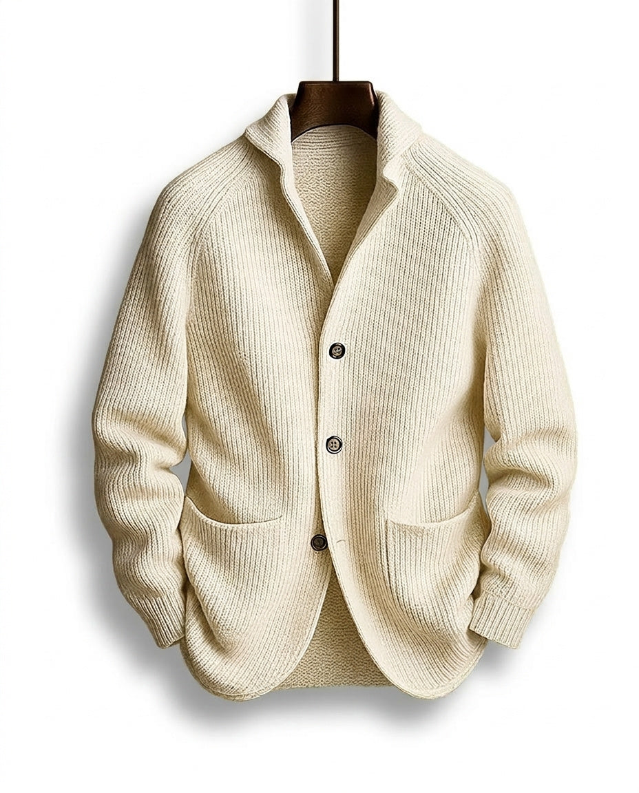 Jirri - Shawl Collar Button-Up Knit Cardigan