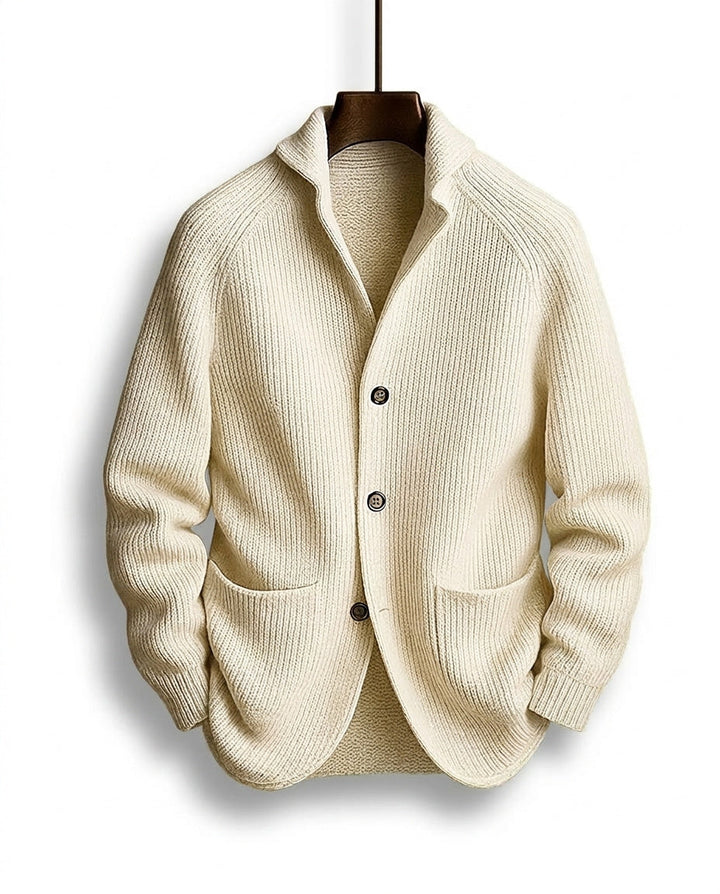 Jirri - Shawl Collar Button-Up Knit Cardigan