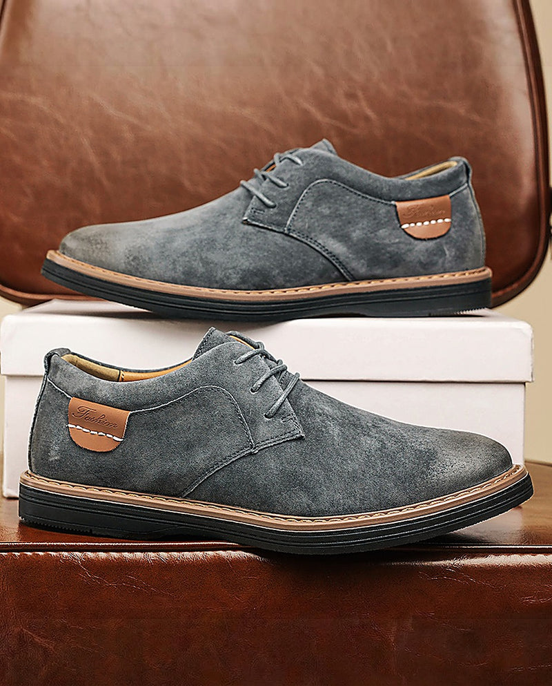Erling - Suede Lace-Up Shoes With Contrast Stitching
