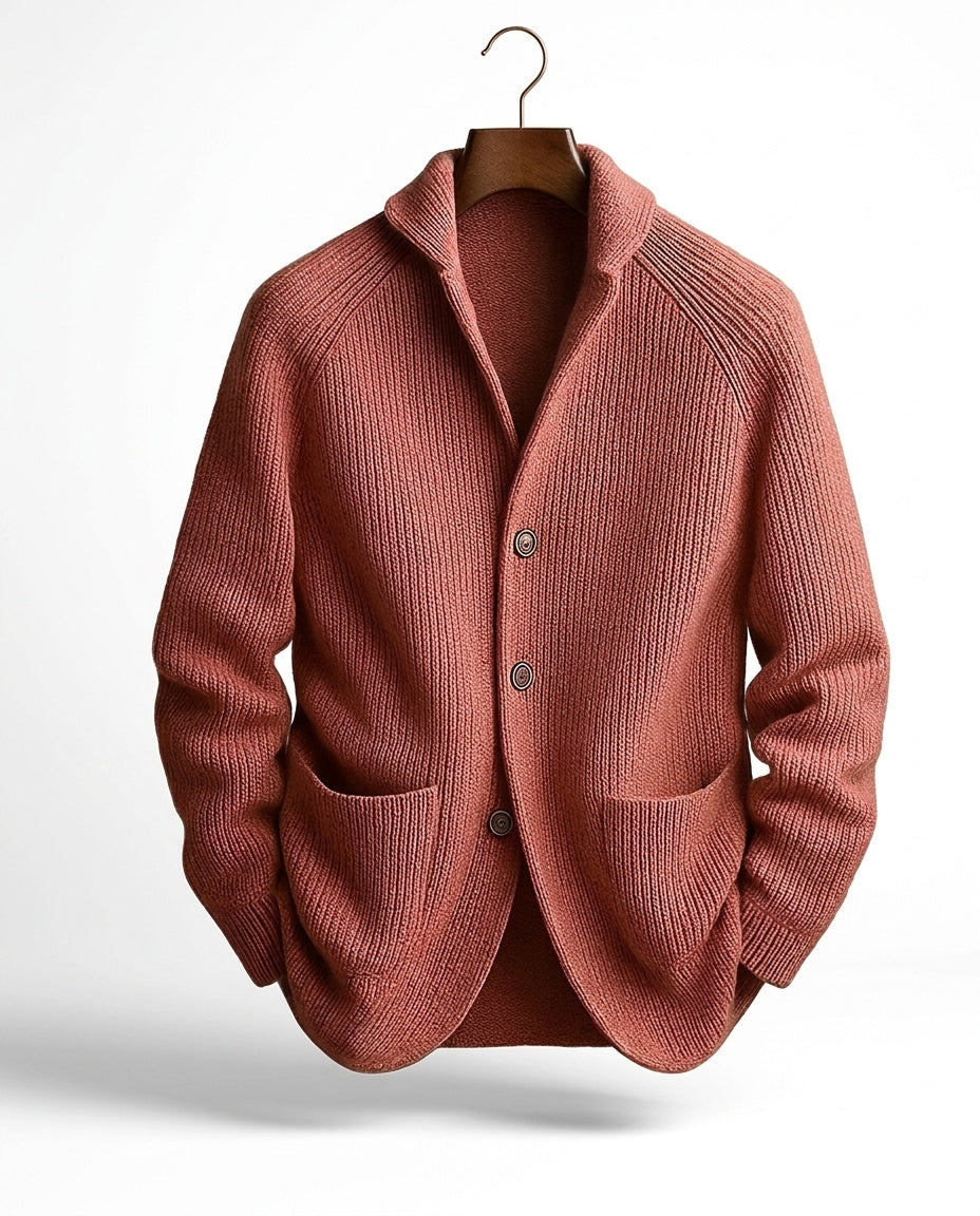 Jirri - Shawl Collar Button-Up Knit Cardigan