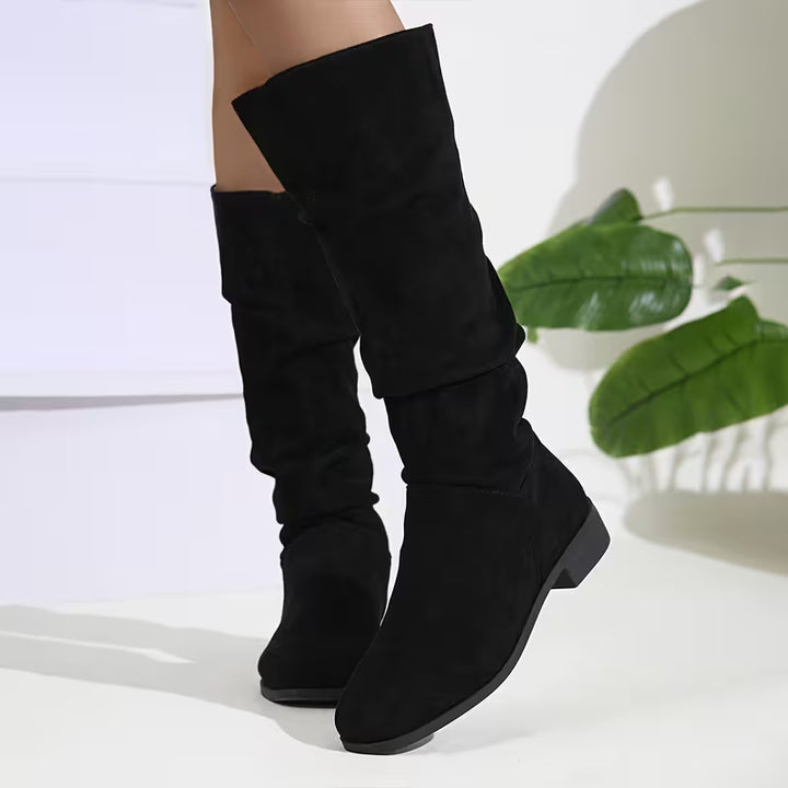 Joliza - Slouchy Mid-Calf Boots With Low Heel