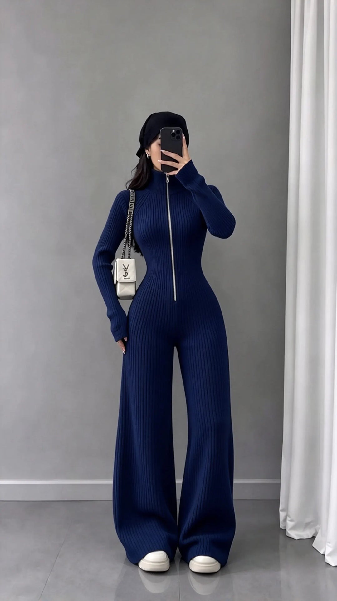 Libby - Ribbed Knit Wide-Leg Jumpsuit