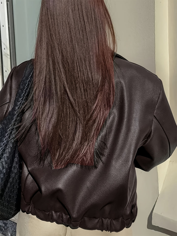 Thida - PU Leather Zip-Up Jacket