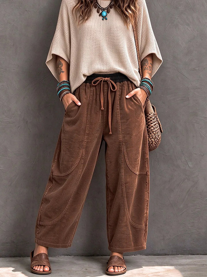 Lenka - Casual Corduroy Pants With Elastic
